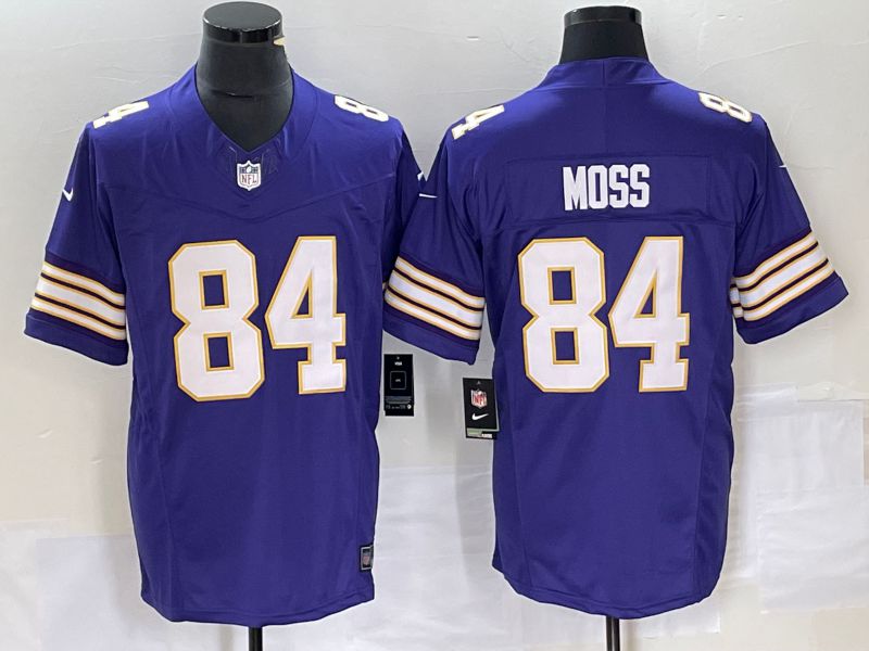 Men Minnesota Vikings 84 Moss Purple Nike Throwback Vapor Limited NFL Jersey